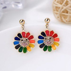 3x Rainbow Hippie Pride & Indie Gold CZ Earrings